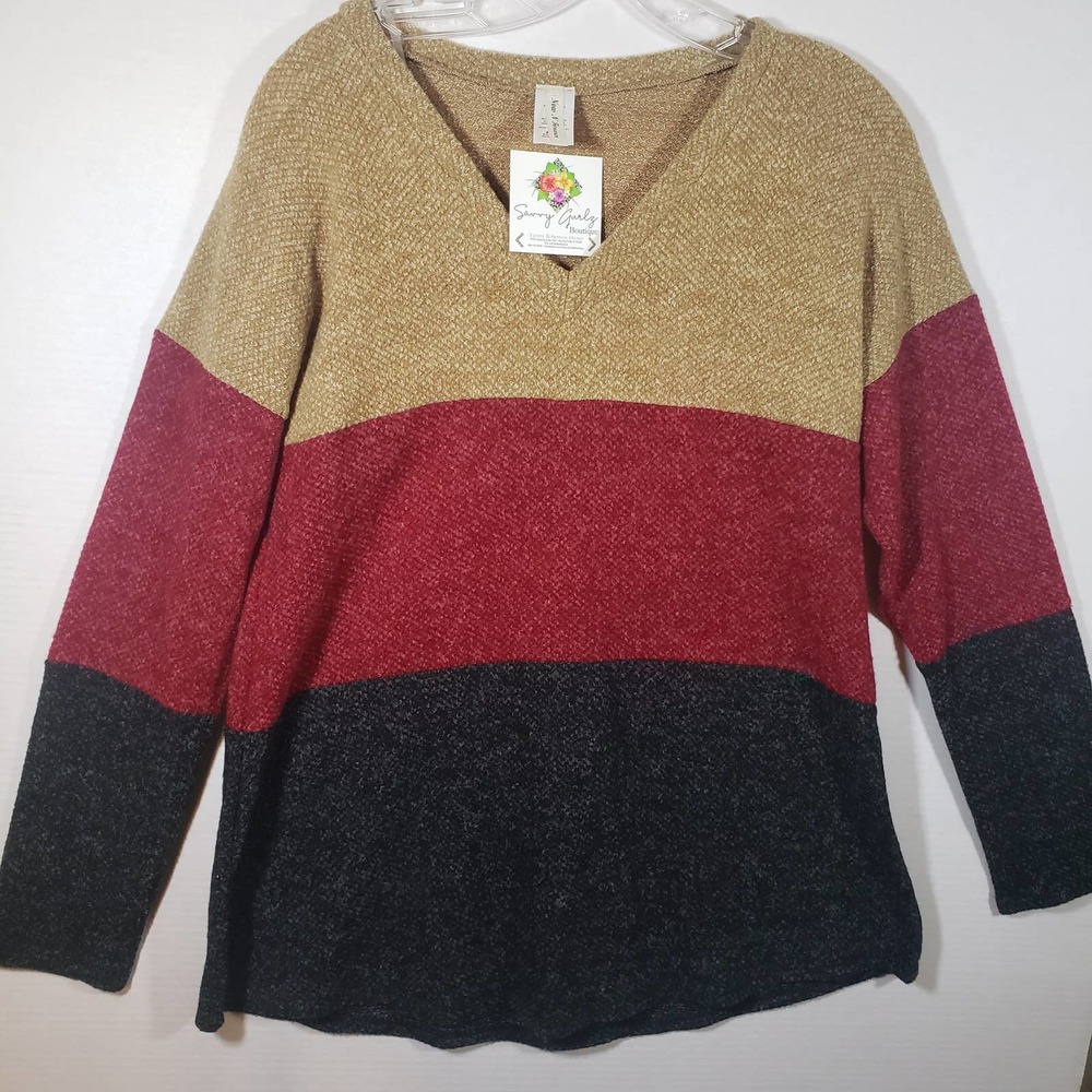 Now N Forever Striped Colorblock Sweater Sz S NWT Boutique